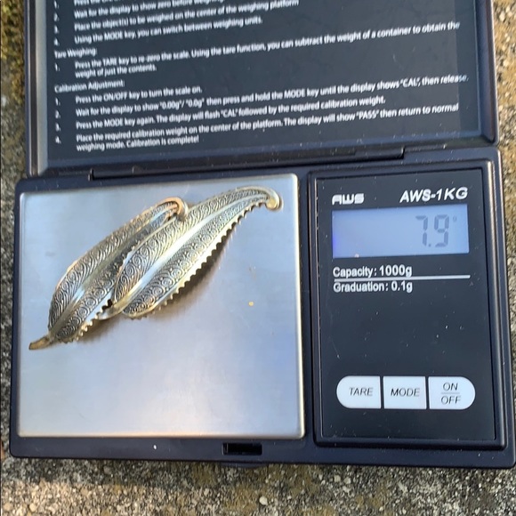 Vintage Sterling Silver Double Leaf Brooch - Picture 4 of 6